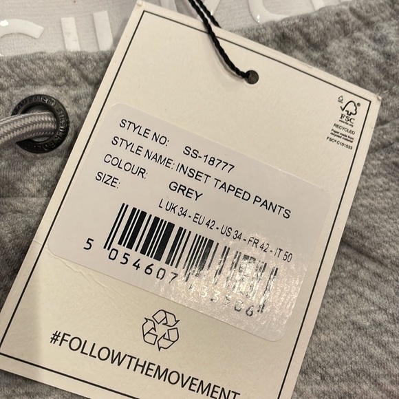 NWT siksilk grey inset taped jogger sweat pants sz.L mens - Picture 4 of 5